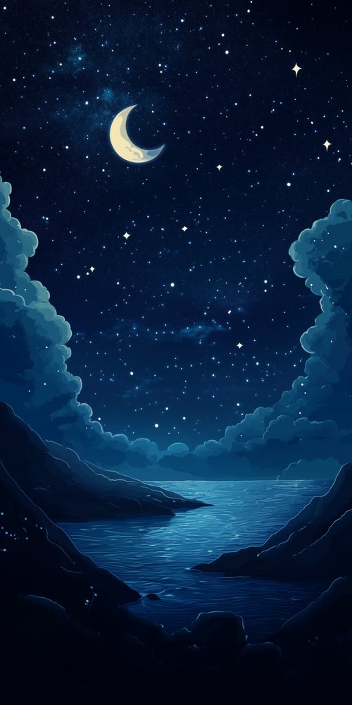 Night sky over a lake wallpaper