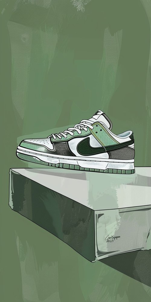Green white sneaker illustration wallpaper