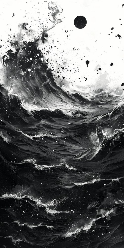 Abstract black white wave artwork wallpaper