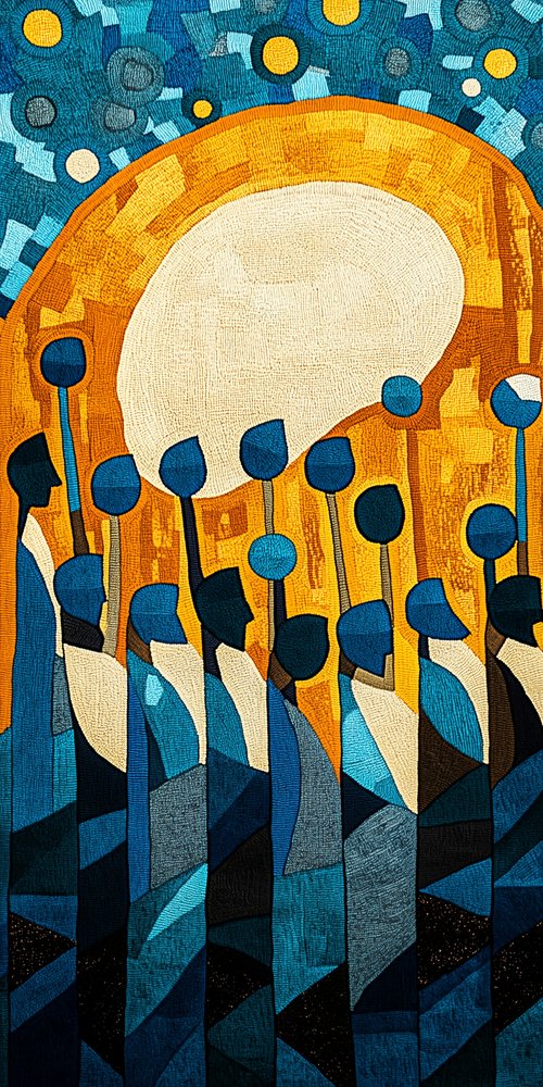 Abstract geometric landscape tapestry wallpaper