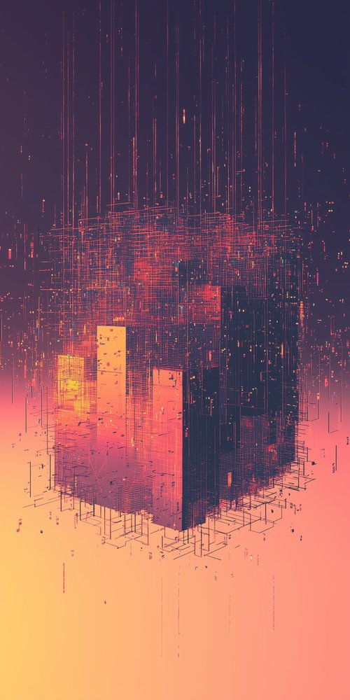 Abstract digital cityscape illustration wallpaper