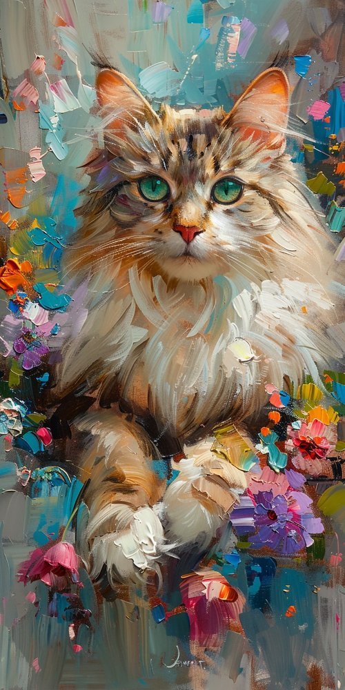 Colorful painting of a cat 1 wallpaper