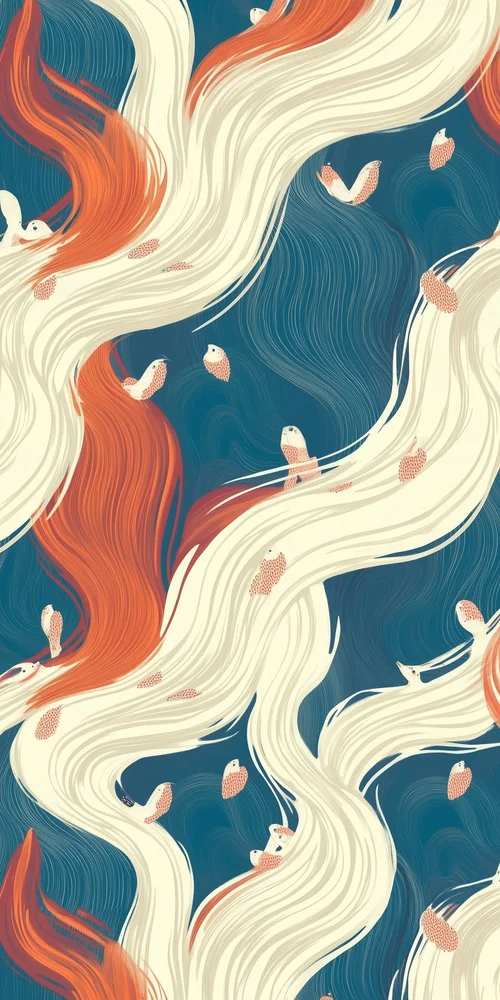 A seam pattern with wavy hair wallpaper