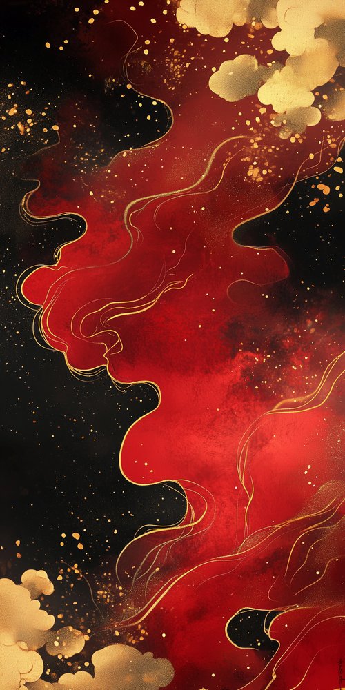 Abstract red and gold artwork wallpaper
