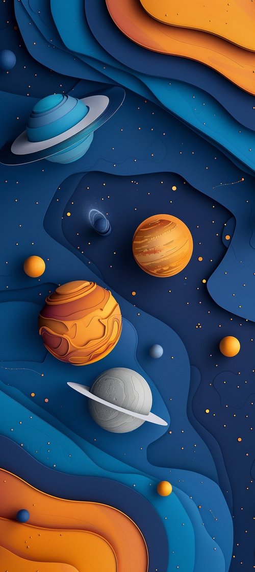 Planets paper art design wallpaper