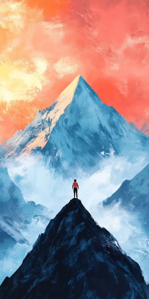 Person standing on mountain peak wallpaper