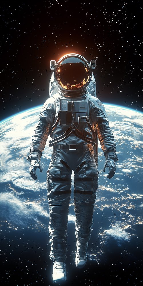 Astraunt in front of earth wallpaper