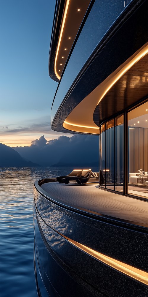 Luxurious yacht at sunset wallpaper