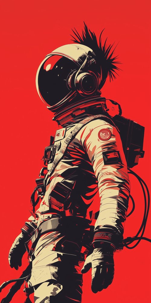 Astronaut illustration with red background wallpaper
