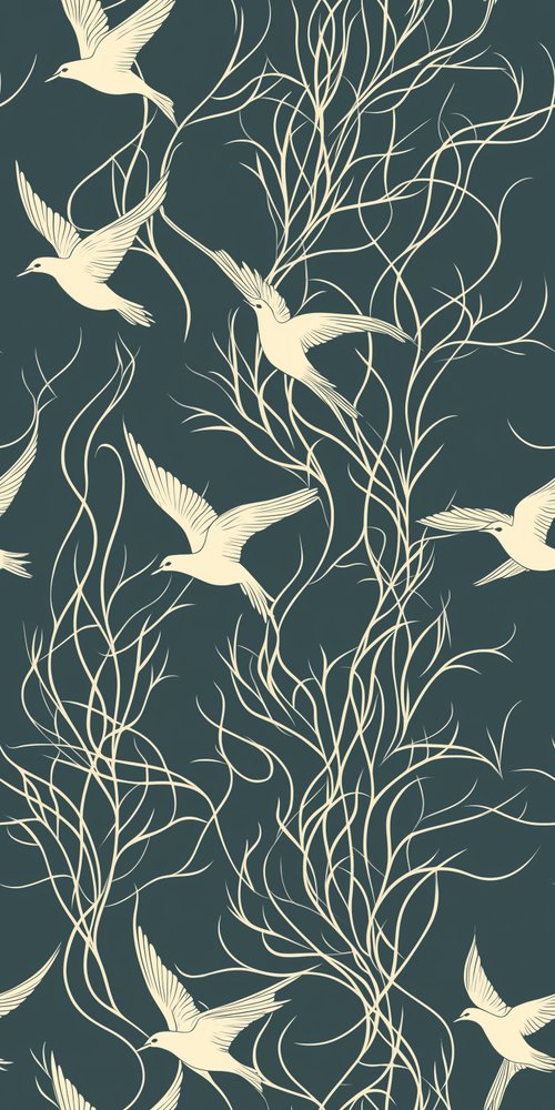 Seamless pattern with birds  vector wallpaper