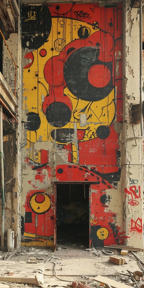 Graffiti wall in abandoned building wallpaper