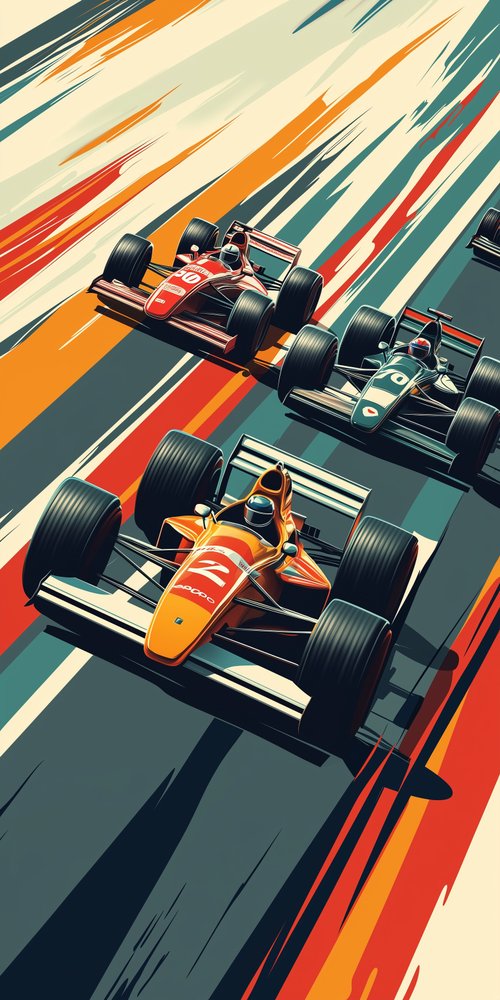Racing cars on dynamic track wallpaper