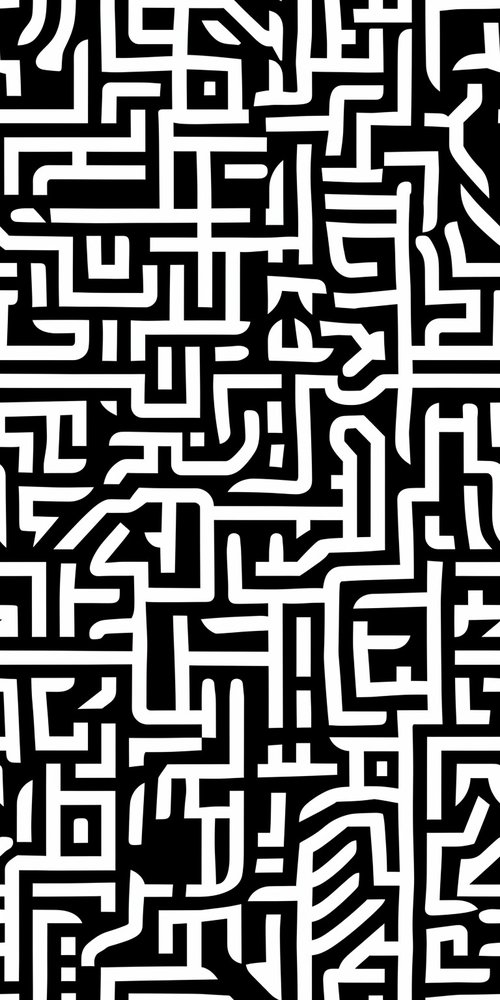 Abstract maze pattern black white wallpaper
