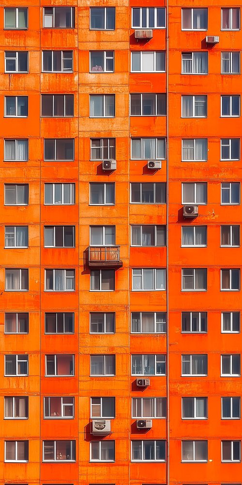 Orange building with windows wallpaper