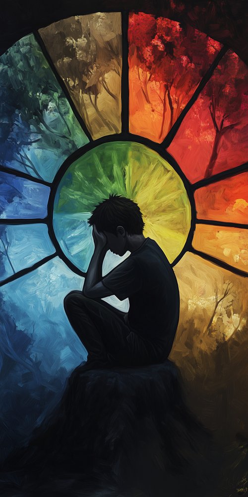 Silhouette against colorful backdrop wallpaper