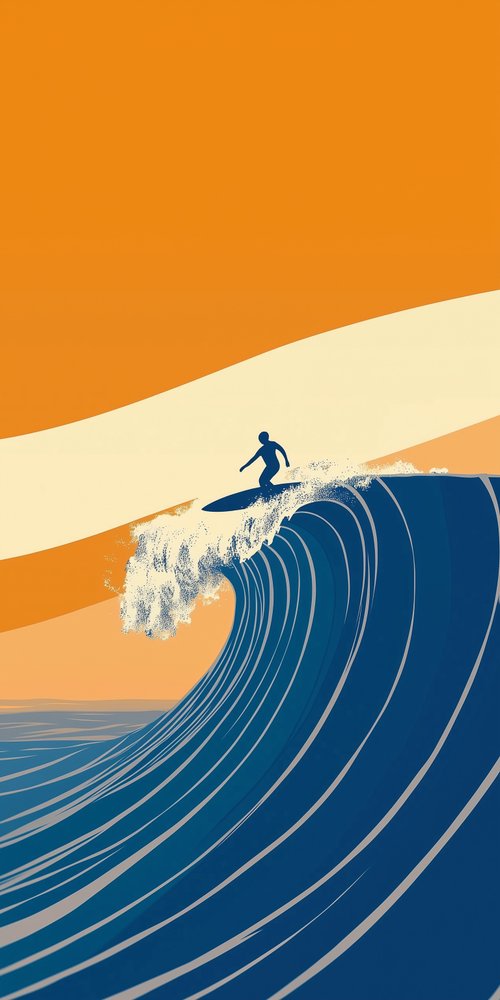 A surfer rides a wave in the ocean wallpaper