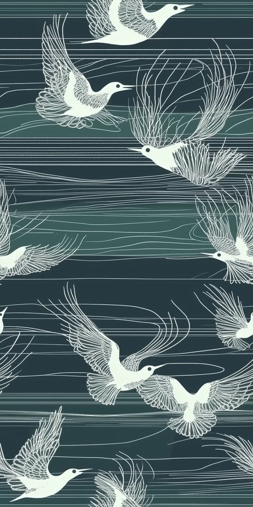Seamless pattern with flying birds vector wallpaper