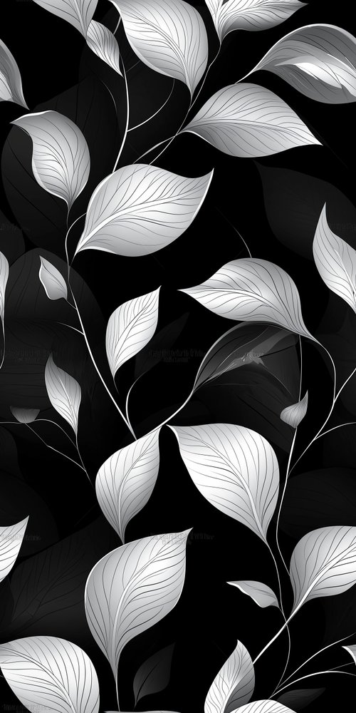 Silver leaves pattern wallpaper