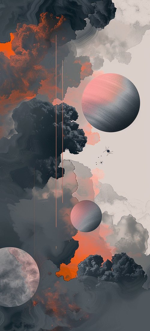 Abstract planetary scene wallpaper