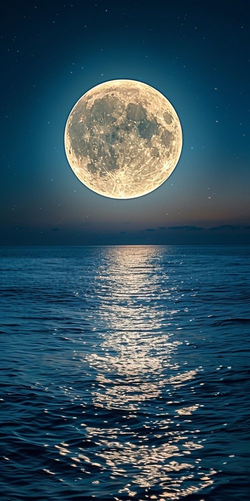 Moon over ocean at night wallpaper