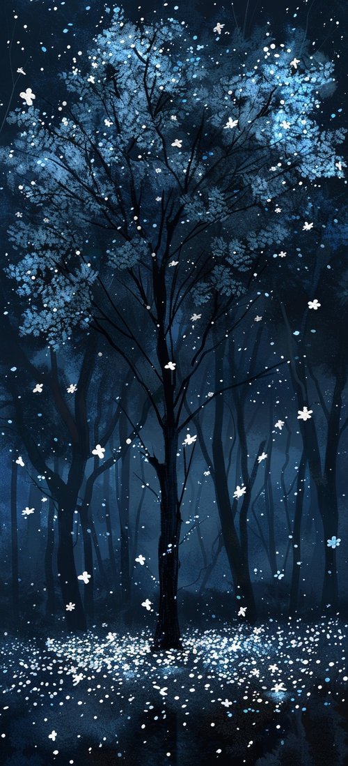 Night forest blues wallpaper