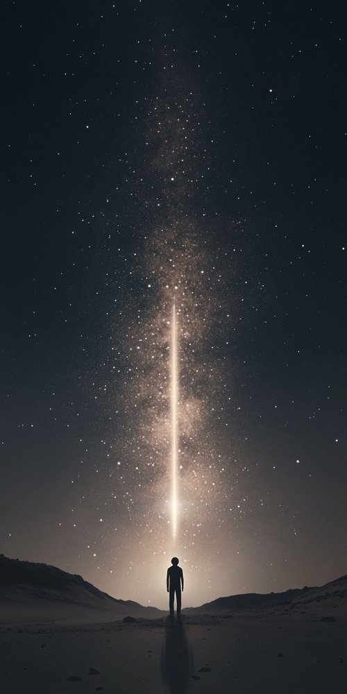 Silhouette beneath starry night sky wallpaper