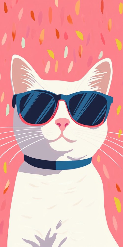 Cat wearing sunglasses illustration wallpaper