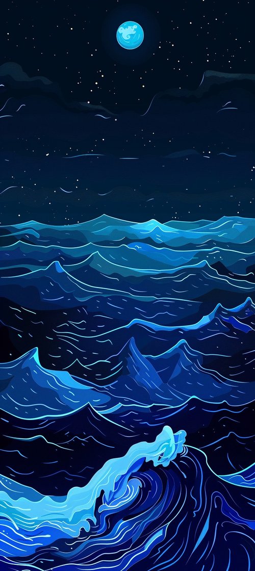 Moonlit ocean waves 1 wallpaper