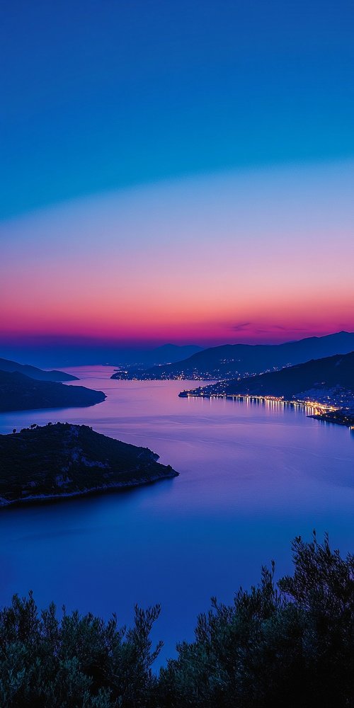 Coastal town at sunset 1 wallpaper