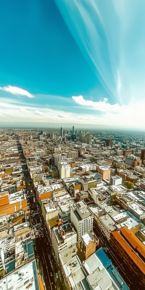 A view of a city from a high angle wallpaper