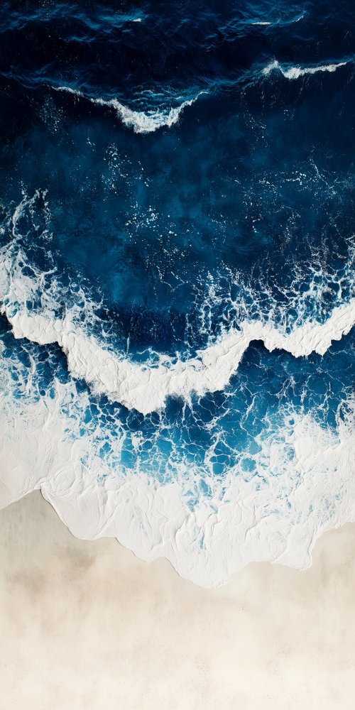 A beach with a wave coming in to the shore