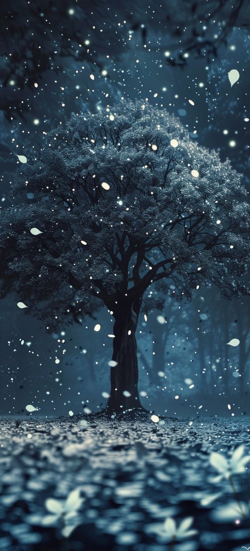 Mystical tree night forest wallpaper