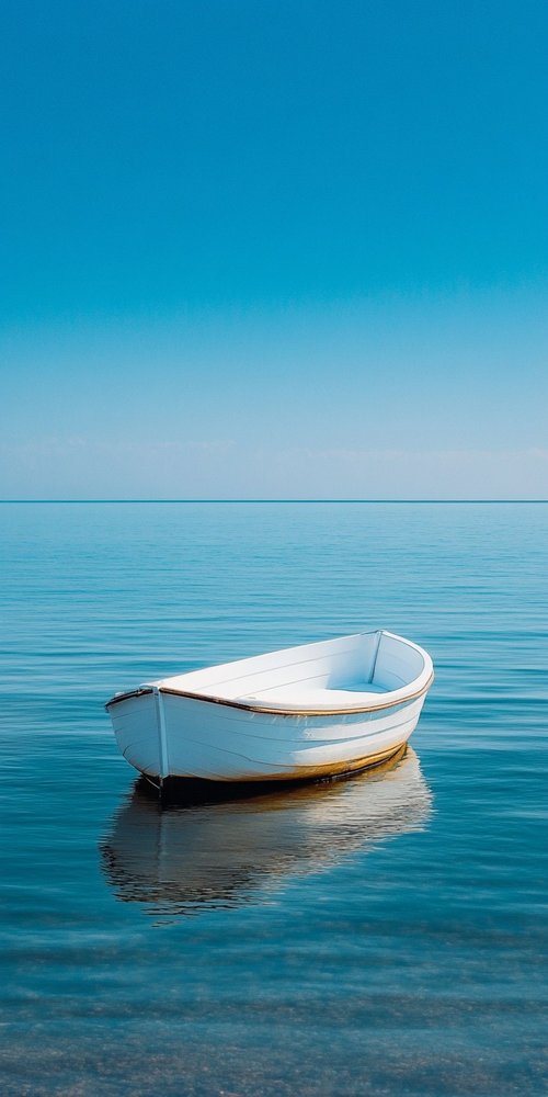 White boat on calm water wallpaper