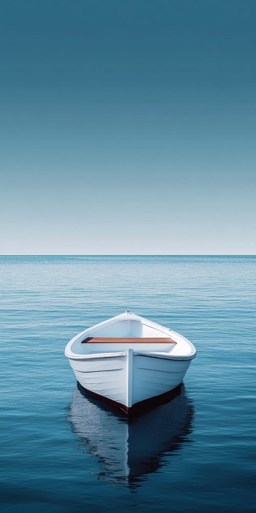 White boat on calm water 1 wallpaper