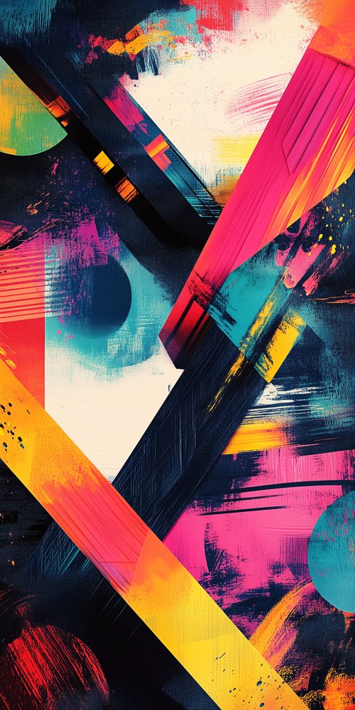 Abstract colorful geometric painting wallpaper