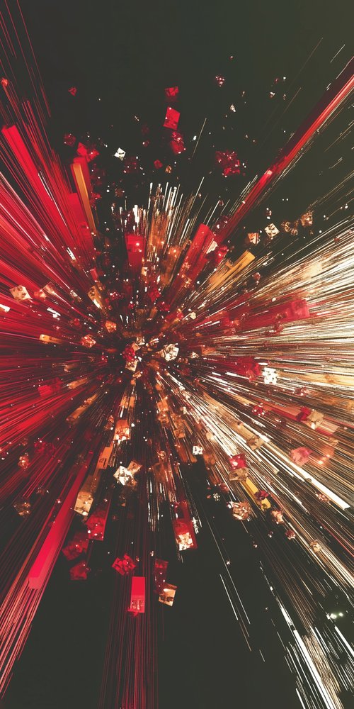 A red and white abstract design wallpaper